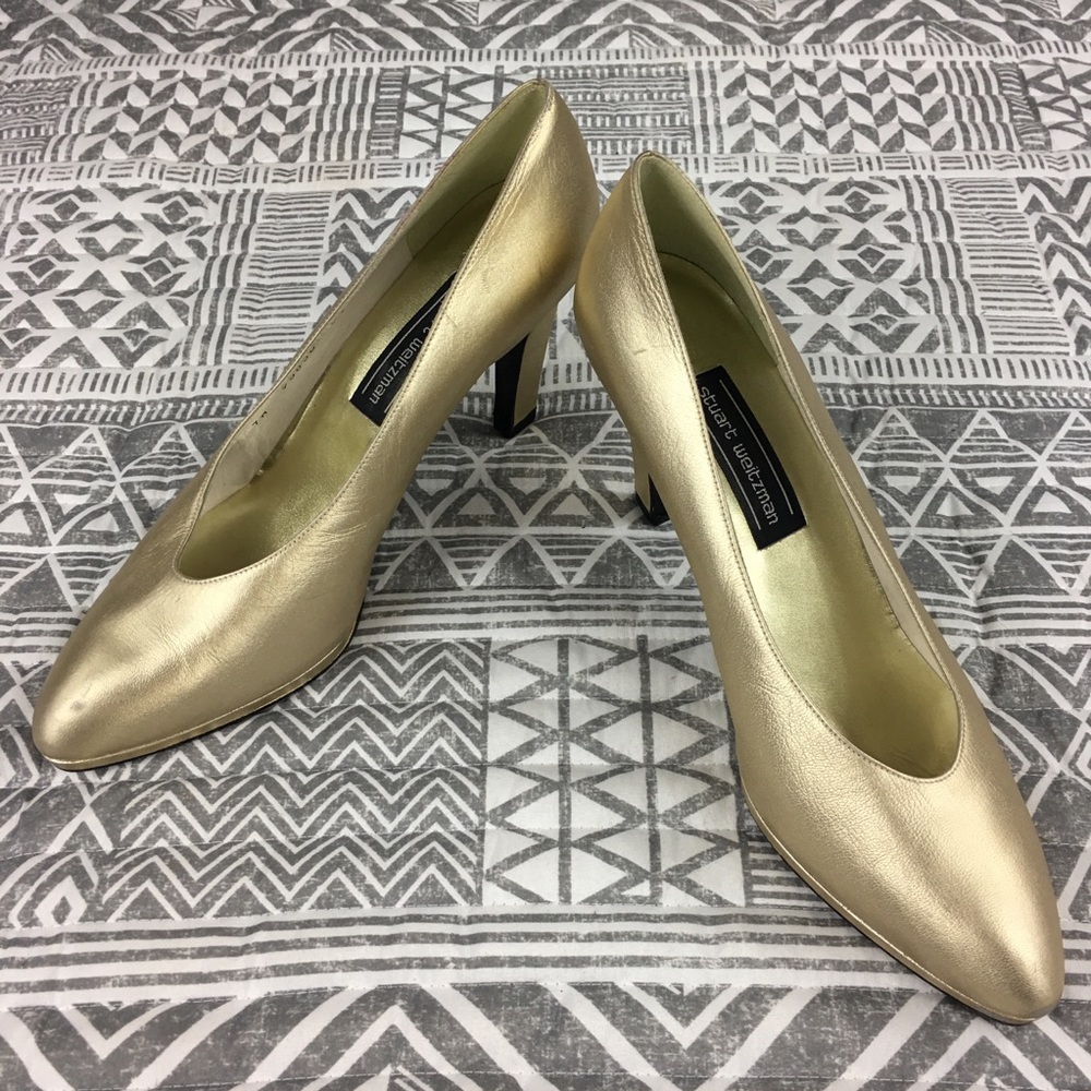 Stuart Weitzman Heel Pump Metallic Gold Size 8.5